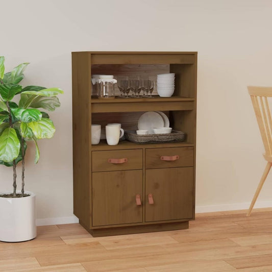 Commode en bois massif et bois de pin marron