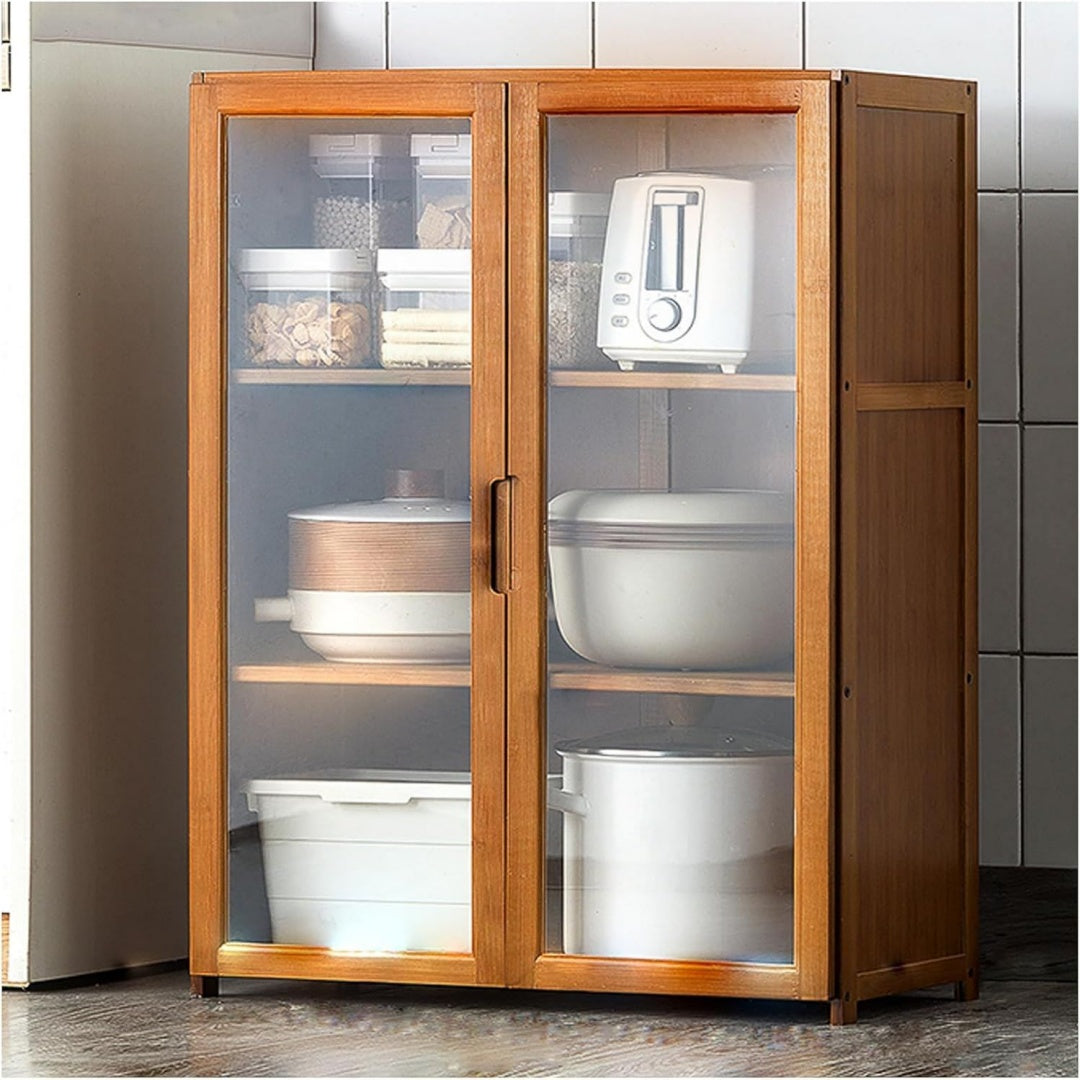 Buffet en bambou gris, contemporain, rangement pratique
