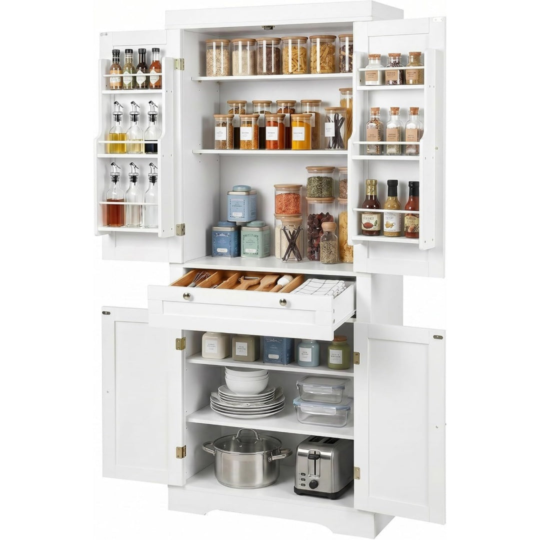 Buffet fonctionnel 6 niches gris clair