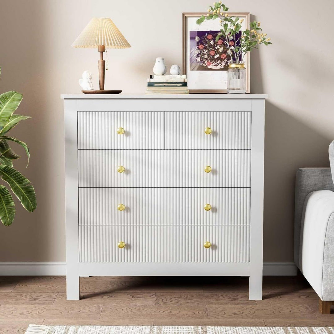 Commode avec 5 tiroirs gris clair structure metallique