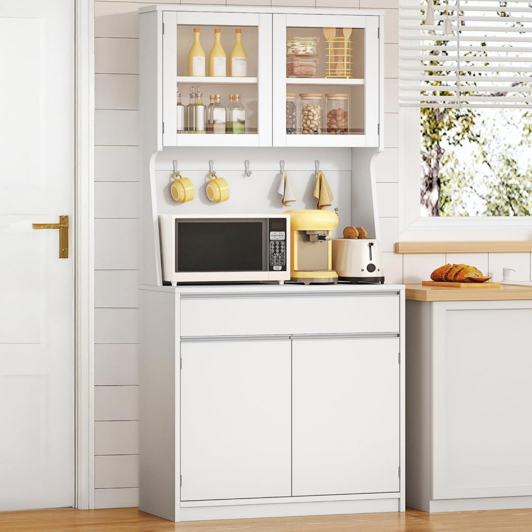 Avec plateau en verre trempe buffet gris clair style classique