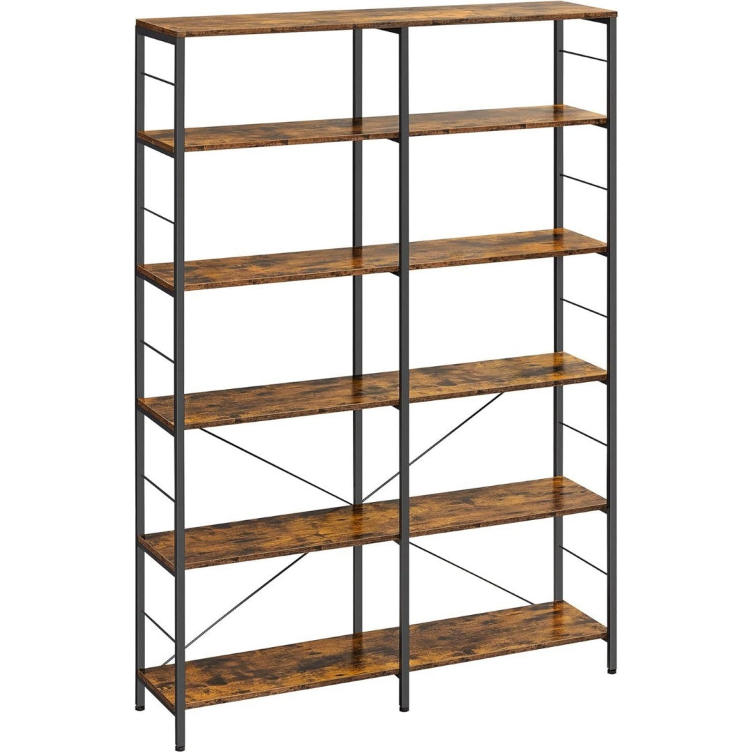 etagere de rangement gris 6 etageres, style industriel acier pour salon