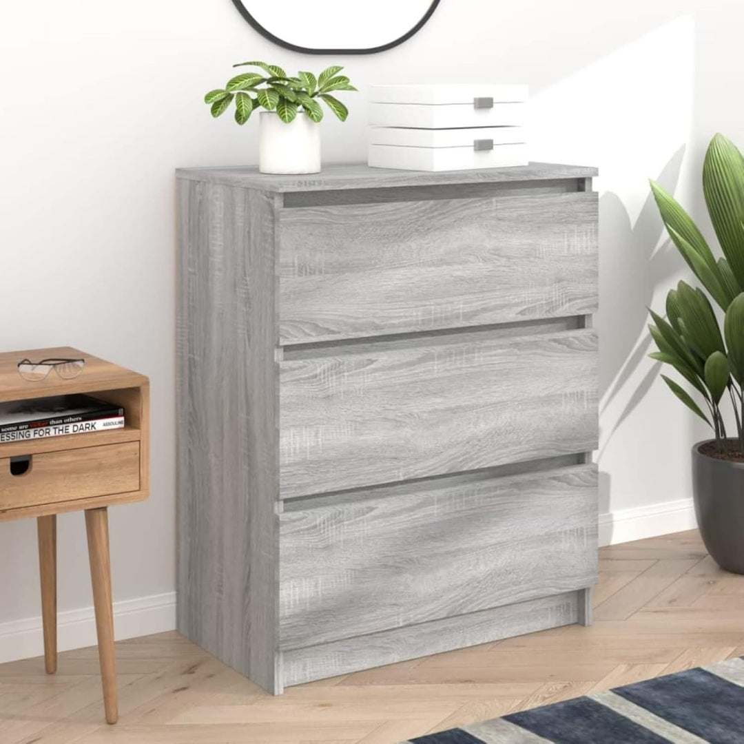 Buffet gris finition soignee 3 tiroirs 60 x 35 x 76 cm