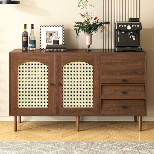Marron chiffonnier esprit rustique, 130 x 40 x 75.5cm