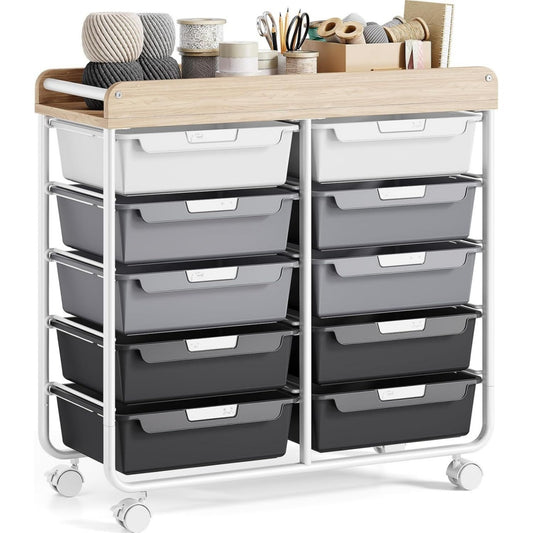 Chariot a tiroirs design moderne gris