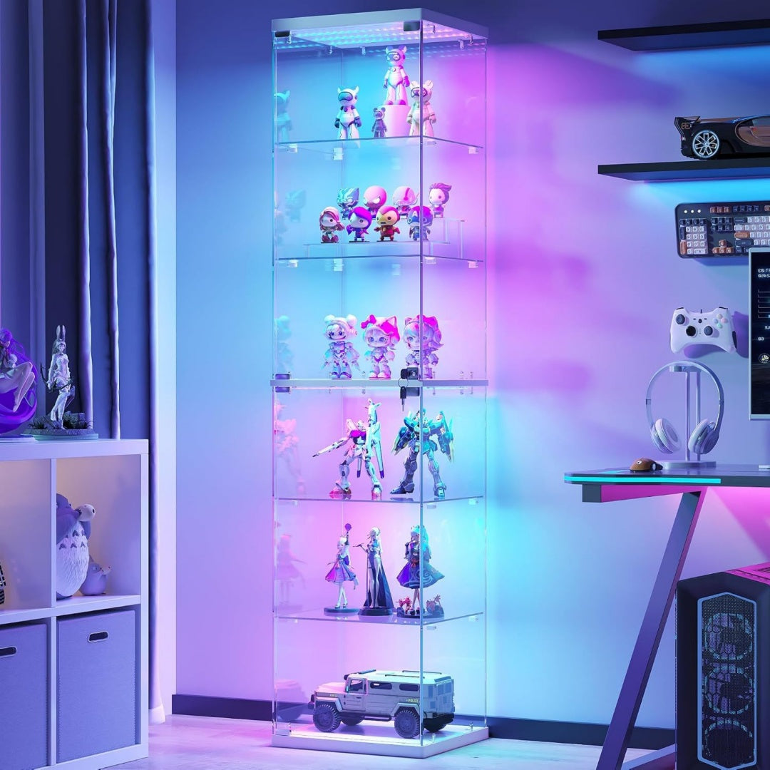 Vitrine bleu, contemporain, espace organise