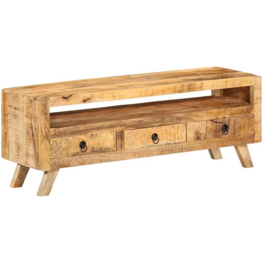 Orange meuble TV en bois de manguier massif avec 3 tiroirs