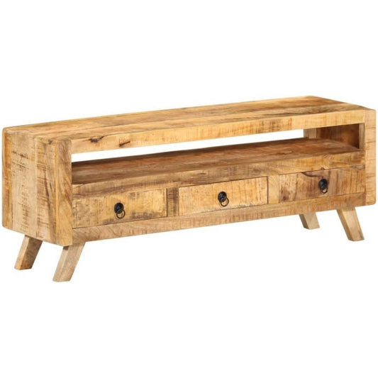 Orange meuble TV en bois de manguier massif avec 3 tiroirs