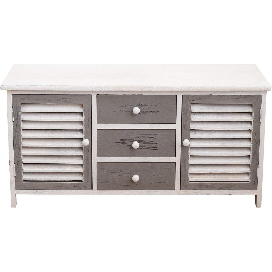 Chevet en bois gris, cachet vintage