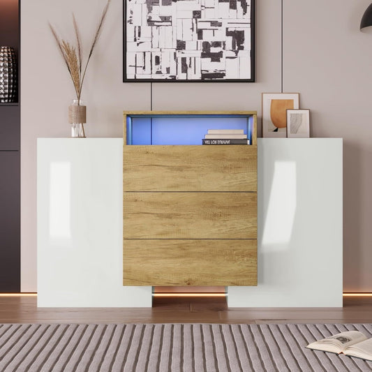 Commode avec trois tiroirs gris, design contemporain, pour cuisine