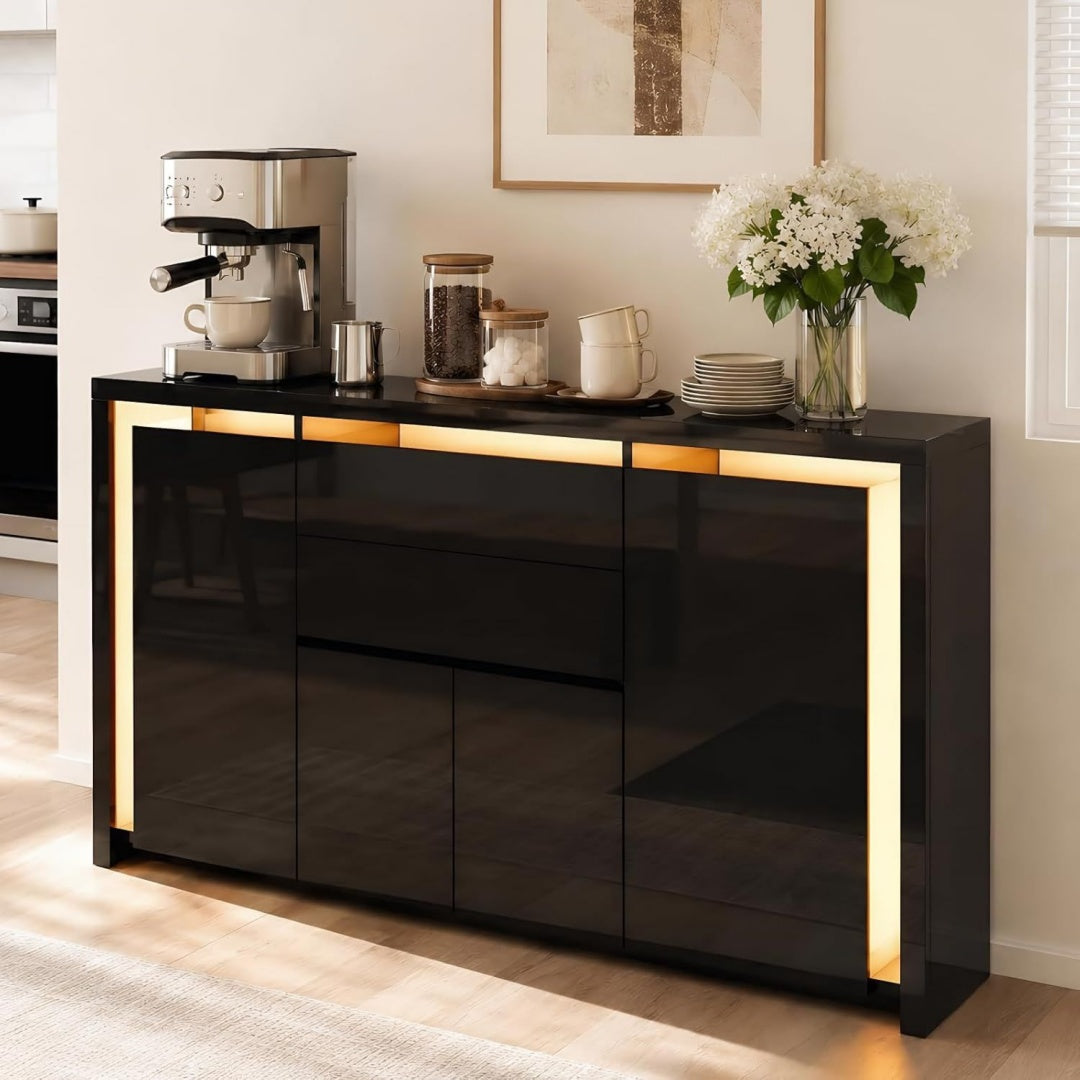 Buffet d'appoint or en MDF 160 x 35 x 75 cm