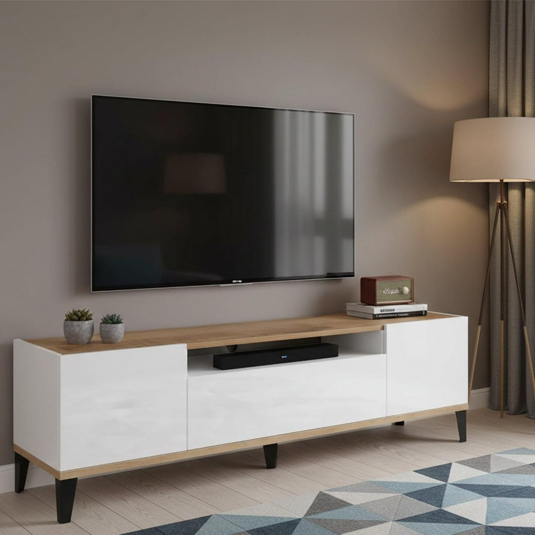 Astuce, meuble de television gris en bois pour salle a manger