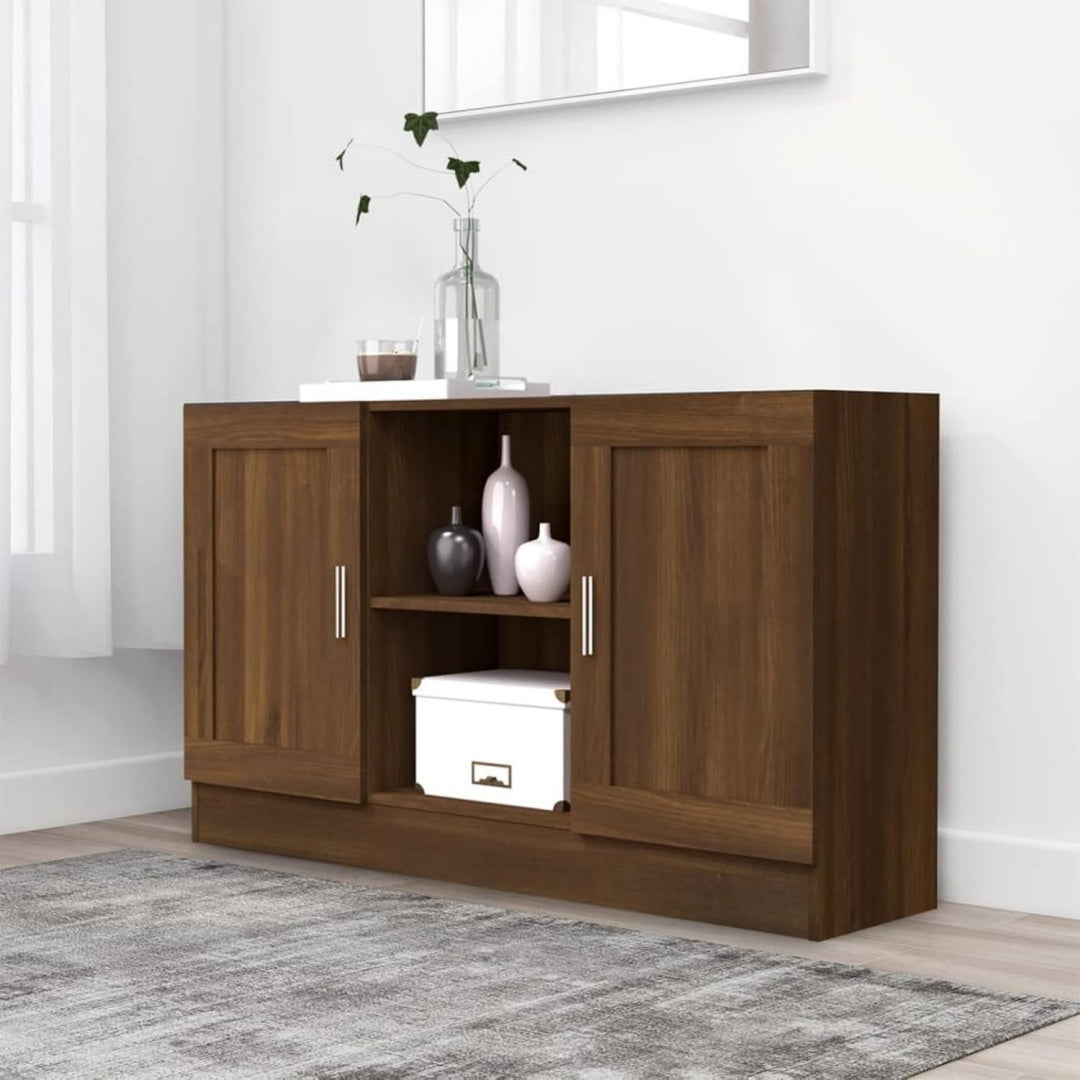 Buffet gris clair, MDF, 130.8 x 30 x 13 cm, rangement intelligent
