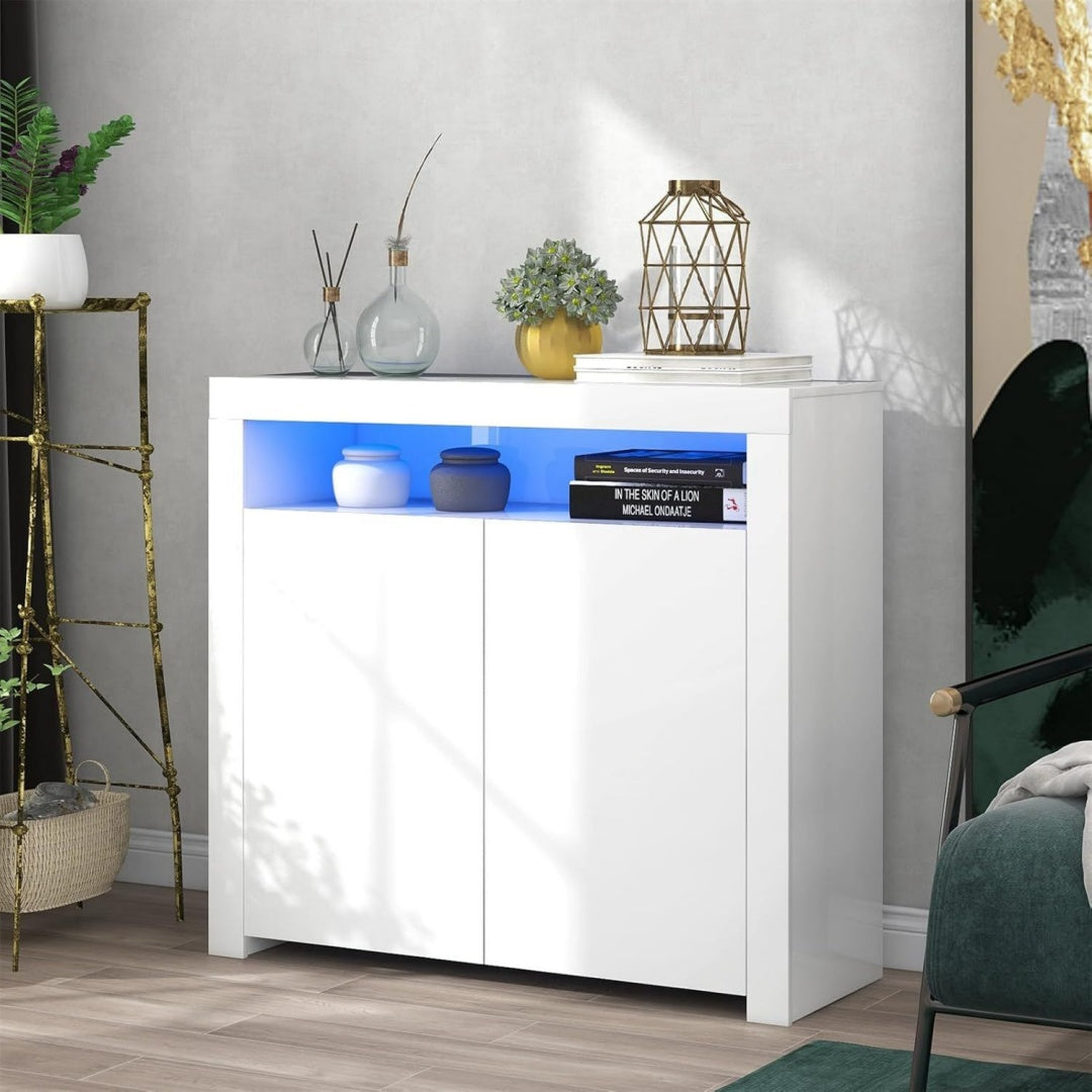 Buffet en bois, gris clair, contemporain et rangement pratique
