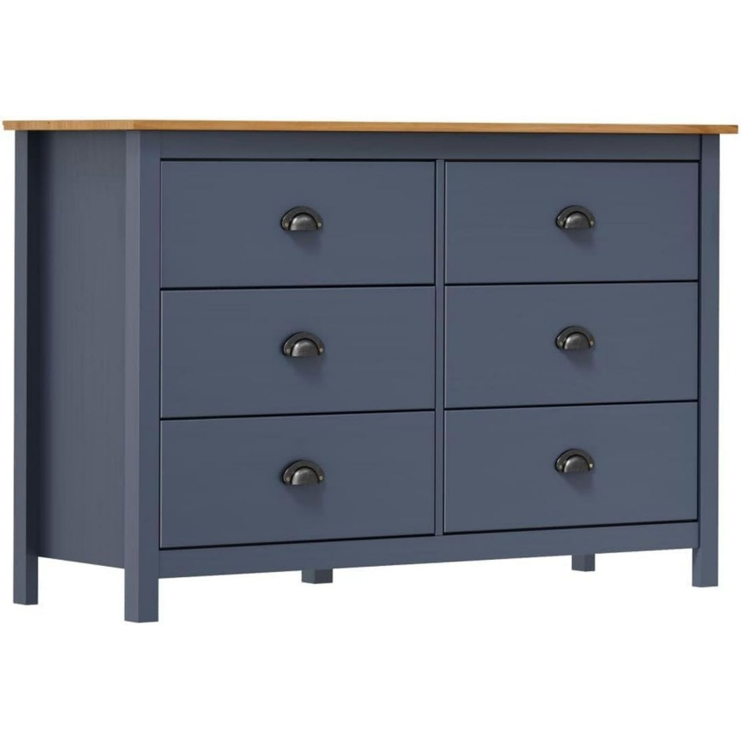 Esprit naturel, credence haute bleu fonce, bois
