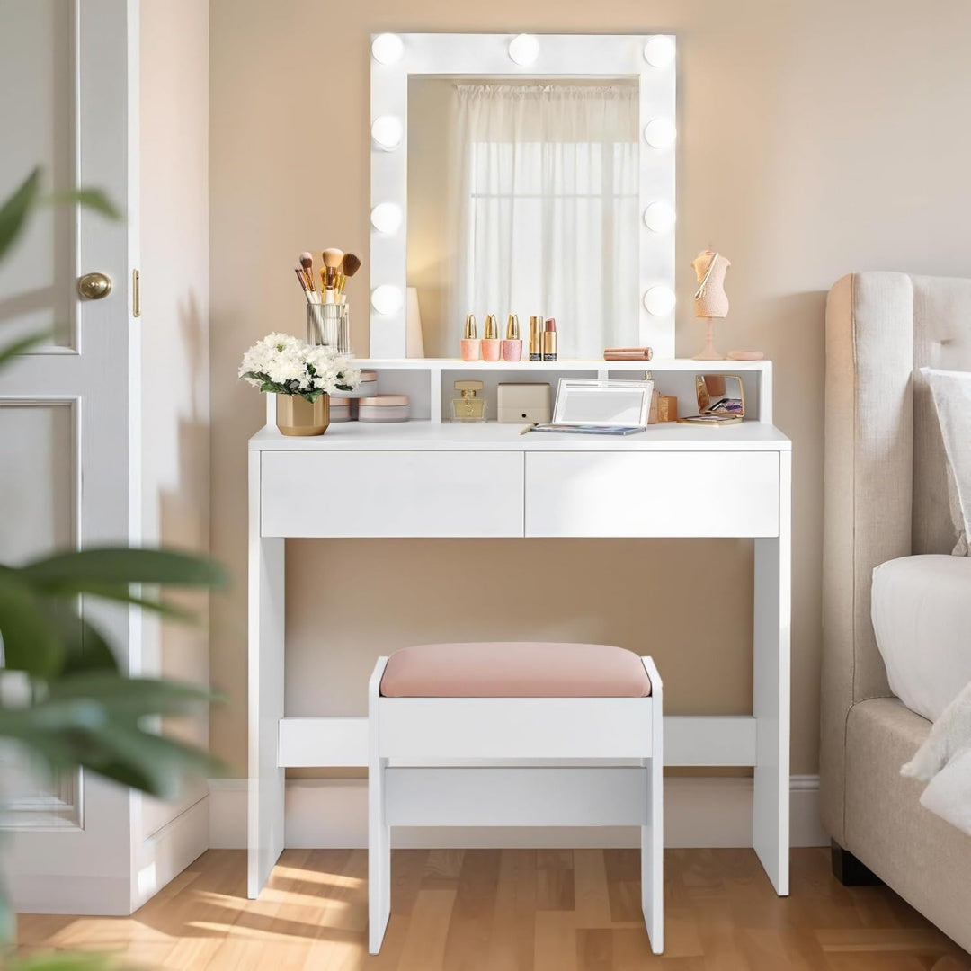 Table beaute gris clair en tissu
