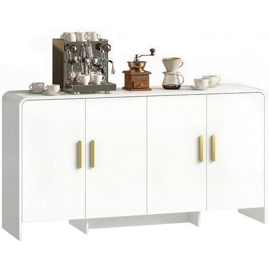 Gris clair bahut en bois, 4 portes et espace de rangement