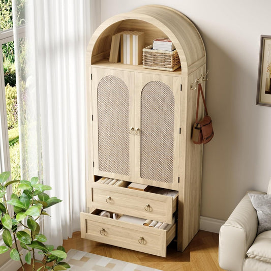 Sideboard gris clair avec prises USB, cachet vintage