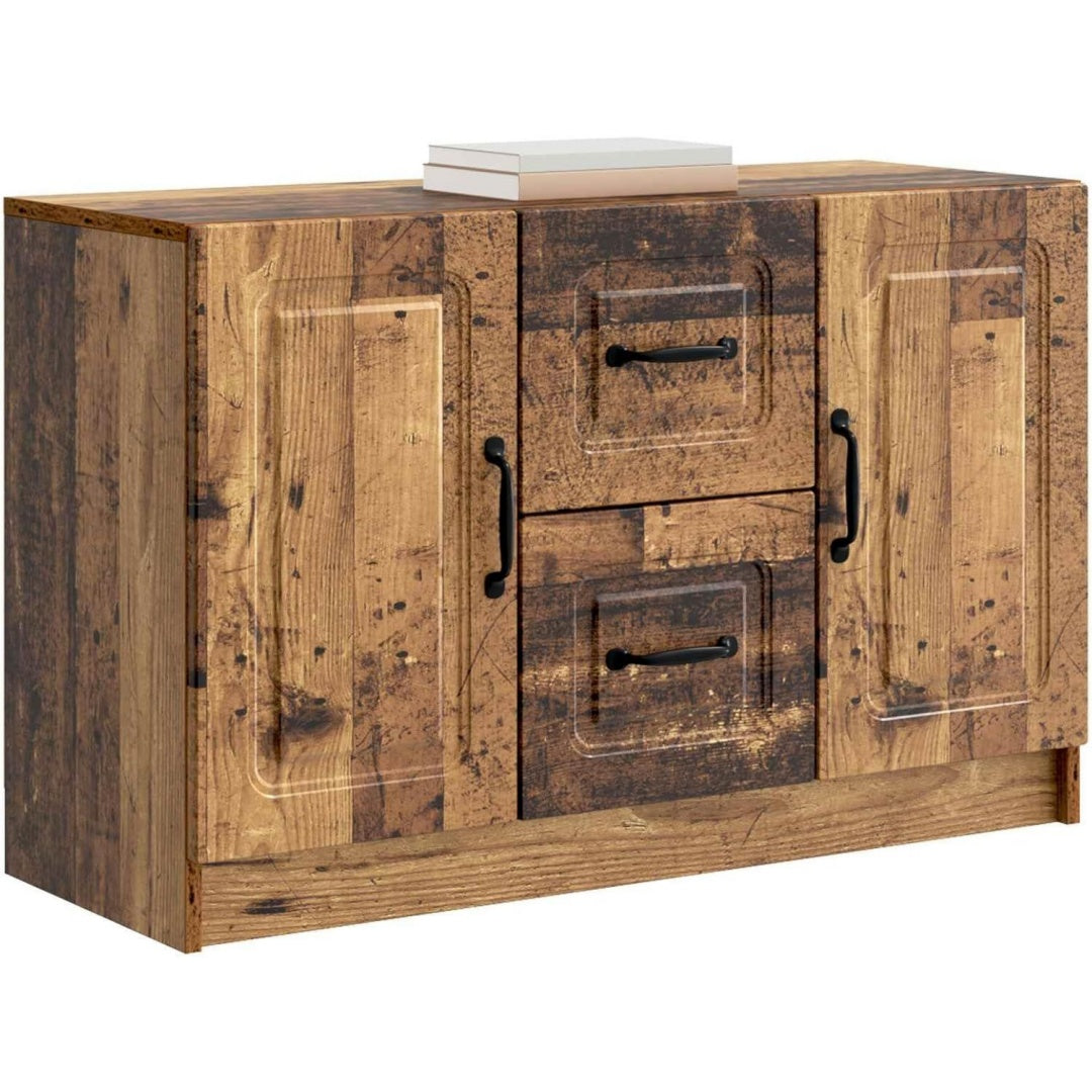 Credence marron bois ingenierie, finition style contemporain, a 2 portes 2 tiroirs
