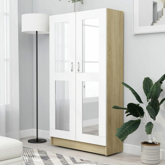 Vitrine d'exposition gris clair 82 cm, 4 etageres et a 2 portes