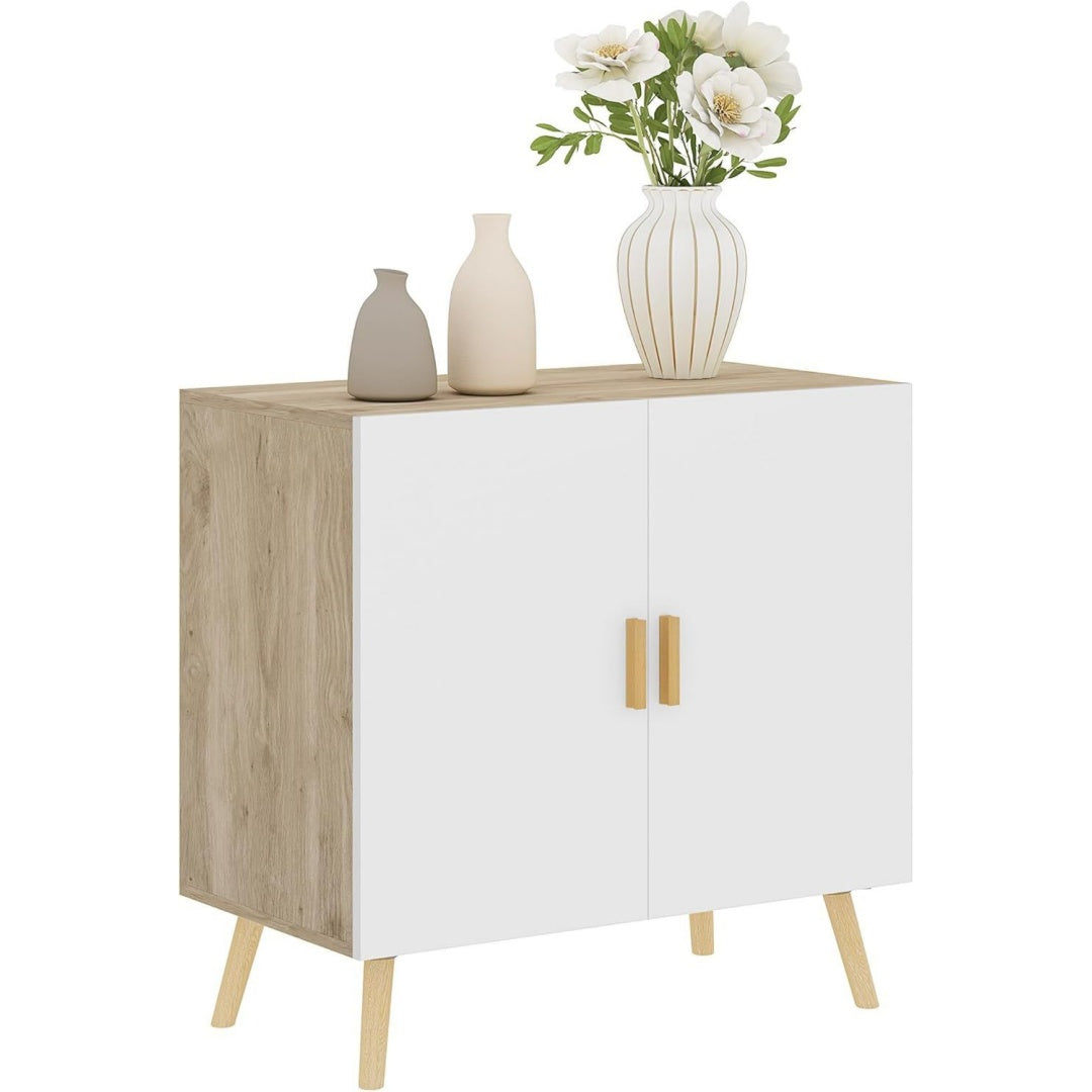 Buffet gris clair 76 cm, de rangement compact