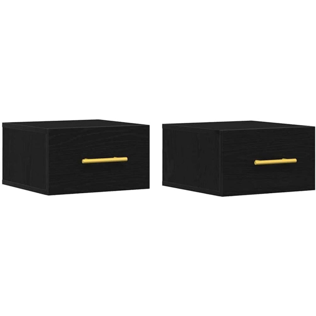 Table d appoint Noire 2 tiroirs moderne