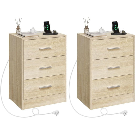 Table de nuit creme 3 tiroirs